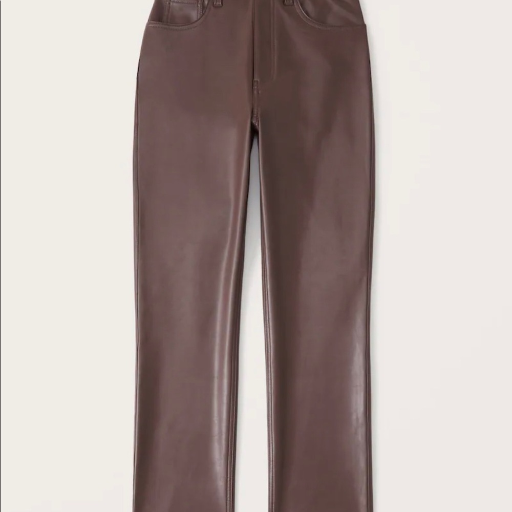 Abercrombie 90’s straight ultra high rise vegan leather pants size 6